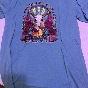 Graphic Tee with Skull and Roses